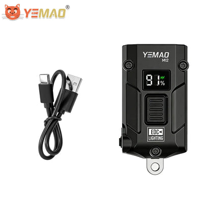 YEMAO M12 Pocket Flashlight 300 Lumens USB-C Charging Aluminum EDC Keychain Light With Power Display
