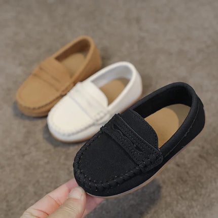 Boys Moccasins Shoes Fashion Solid Color Kids School Causal Shoes Breathable Non-slip Children Slip-on Flats Loafers Size 21-30