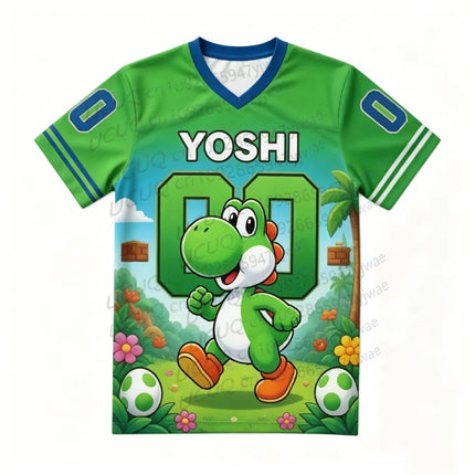 Boys Girls Family T-shirt Tops Summer Cartoon Yoshi Men's Women's Short Sleeve T-shirt Tops