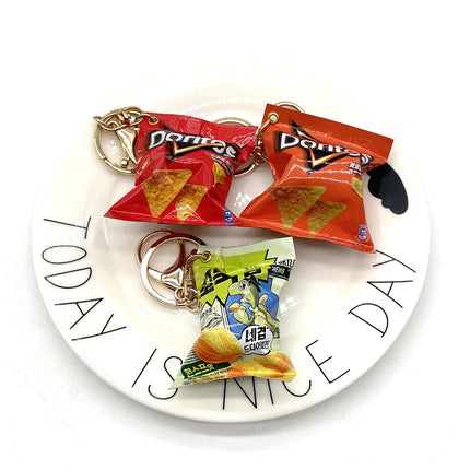 Simulated Snack Bag Keychain Miniature Potato Chip Bag Pendant Keychain Funny Jewelry