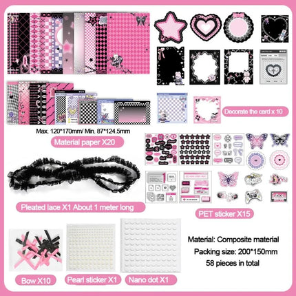 Paper Stickers DIY Itabag Insert Material Lace Ribbon Flower Itabag Decor DIY Material Colorful Creative