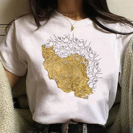 Iran Tshirt Women Harajuku Tshirt Female Funny Clothing Harajuku Sleeve T-shirt Clothing Street Tops Tees Aesthetic Clothes