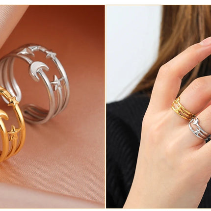 Skyrim Stainless Steel Women Rings Geometric Heart Aesthetic Adjustable Open Finger Ring Fashion Party Jewelry Gifts Wholesale