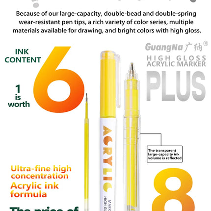 168/72/12 Colors GuangNa High Gloss Acrylic Marker Pens,DIY Hand Drawn,Graffiti Paint Art Pen Set,Perfect for Artist/Students