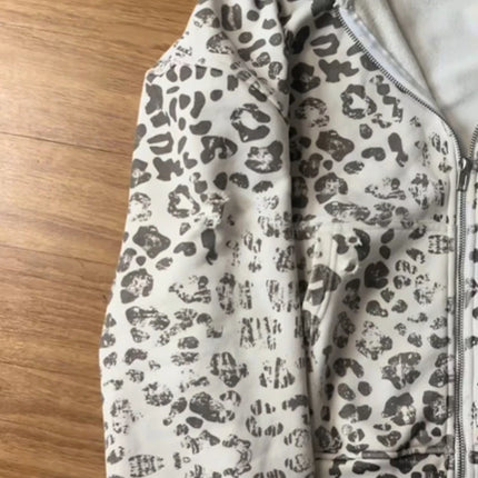 Autumn and winter fuzzy collar retro men's and women's personalized street fashion printed hooded zipper sportswear