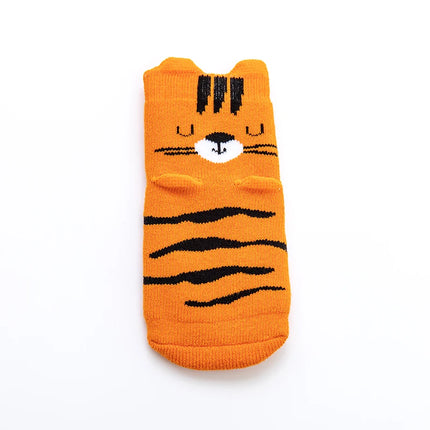 1 Pair Winter Cute Animal Anti-slip Socks For Baby Boys Warm Socks For Baby Girls Newborn 0 to 24M Super Thicken Terry Socks In
