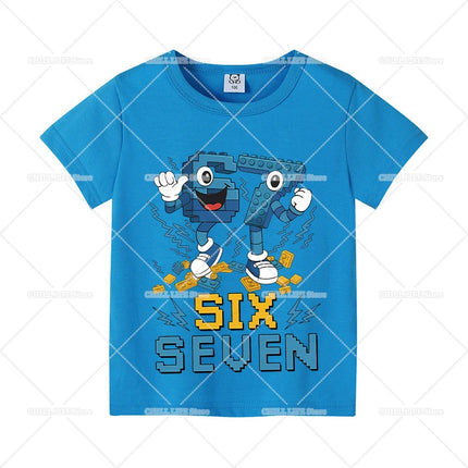 Steal A Brainrot Children Short Sleeves T-Shirts Cartoon 67 Six Seven Tops Shirts Game Cute Girls Boys Kids Summer Clothes Gift