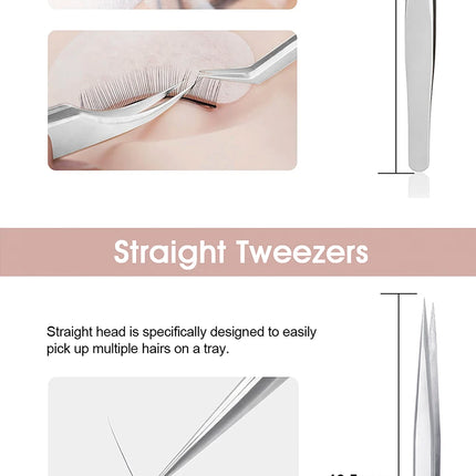 1 Pcs MASSCAKU Eyelash Tweezers Extension Stainless Steel Superhard Tweezers Non-Magnetic Professional Pincet Lashes Makeup tool