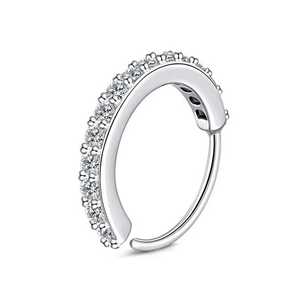 Stainless Steel Cubic Zircon Fake Nose Ring for Women Round Cartilage Tragus Helix Ear Nose Piercing Falso Body Jewelry