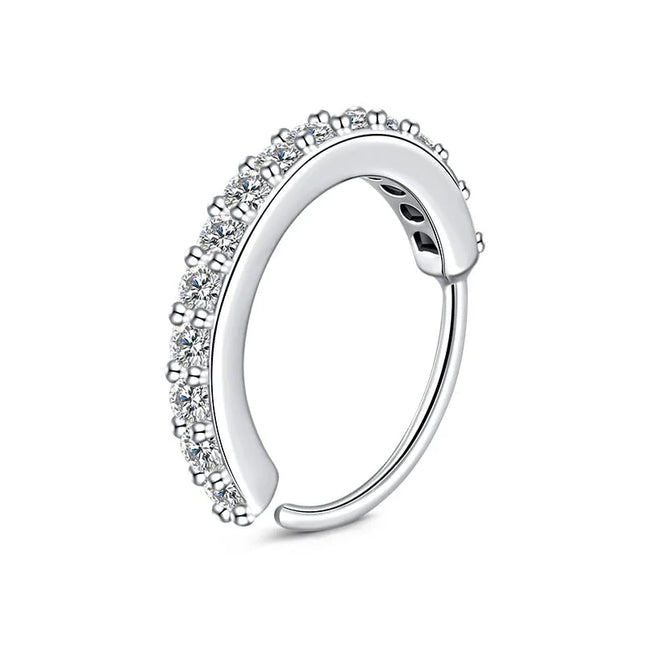Stainless Steel Cubic Zircon Fake Nose Ring for Women Round Cartilage Tragus Helix Ear Nose Piercing Falso Body Jewelry