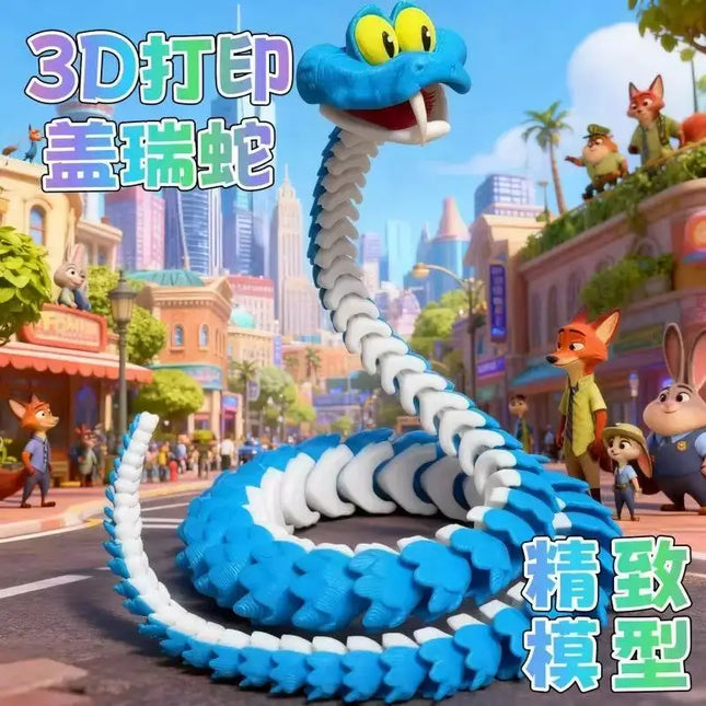New 3d Printed Snake Gary Snake: Disney Zootopia 2 Articulated Simulation Toy Snake,  Gary Model Stress Relief Toys Child Gift