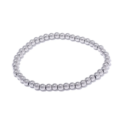 Yhpup 3/4/5/6 MM Stainless Steel Beads Daily Handmade Elastic Bracelet Bangle Waterproof Wrist Wholesale Gold Color Jewelry Men