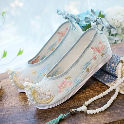 Chasing Moon Hot Sale Of The Season New Style Ming Dynasty Hanfu Shoes National Style Upturned Head Cotton Shoes Ancient Wedding