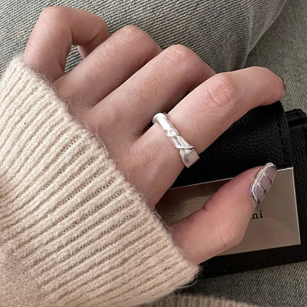 925 Sterling Silver Open Finger Ring Punk Heart Irregular Geometric Stackable For Women Girl Jewelry Gift Dropship Wholesale