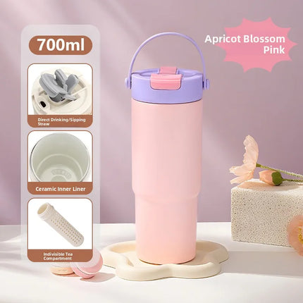 Large Capaci Cerc Inner Lid Insulated Mug Portable Car Coffee Cup Sports Water Bottle Fem High Aesthetic Value