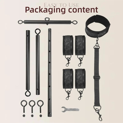 Stainless Steel Adjustable Spreader Bar Handcuffs Wrist Ankle Cuffs BDSM Sex Toy Slave Obedience Bondage Train Fetish Restraints