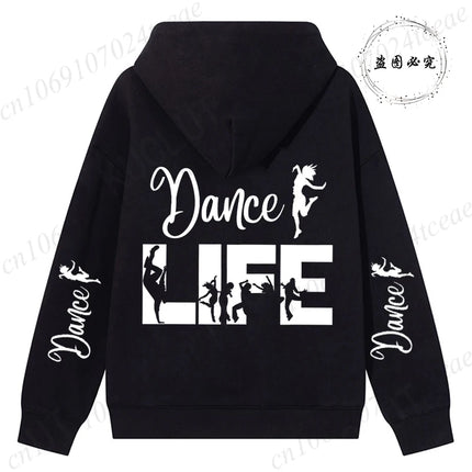 Dance Life Print Hoodies for Women Ulzzang Grunge Y2k Aesthetic Shirt Autumn Winter Pullover Hoodies Dancing Graphic Streetwear