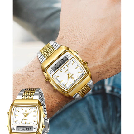 LIEBIG Luxury Dual Display Time Quartz Watches For Men Women Fashion Outdoor Sports Week Waterproof Digital Wristwatches Relojes