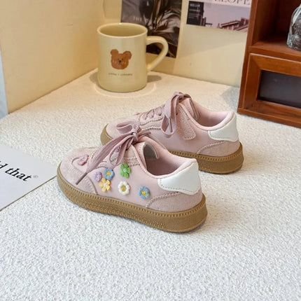PU Leather Sport Shoes For Children Korean Style Teenager Kid's Sneakers Waterproof Outdoor Girl's Tennis Footwear Casual Shoes