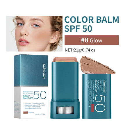 SPF 50 Sun Color Blush Balm Lip & Cheek Tint Hydrating Water Resistant Long Lasting Buildable Blush Natural Makeup