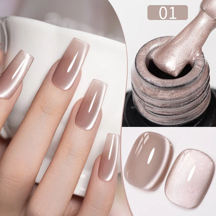 7.5ML Amber Moonlight Cat Magnetic Gel High Glossy Luxury Coffee Series Cat Eye Gel Soak Off UV Semi-Permanent Nail Art Varnish