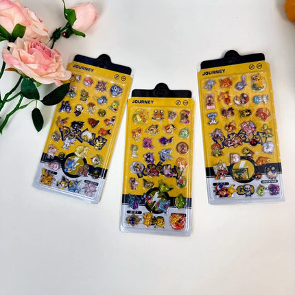 Trendy Pokemon Journey Series Stickers, 3D Puffy Decals for DIY Craft, Album & Stationery Decor