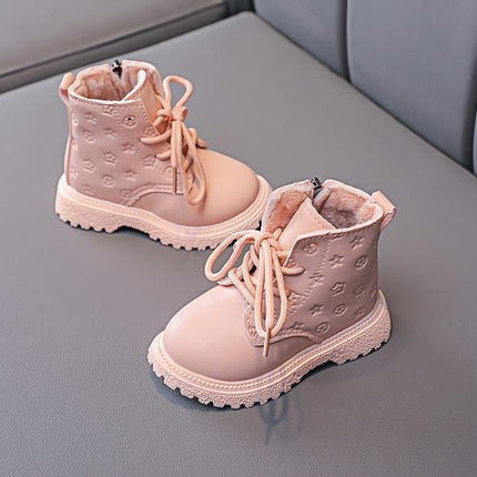 Bota Kid Boots Kid Fashion Boots Autumn Winter Boys British Plush Short Boot Girl Ankle Boots French Boy/ Girls Boots Kid Shoes