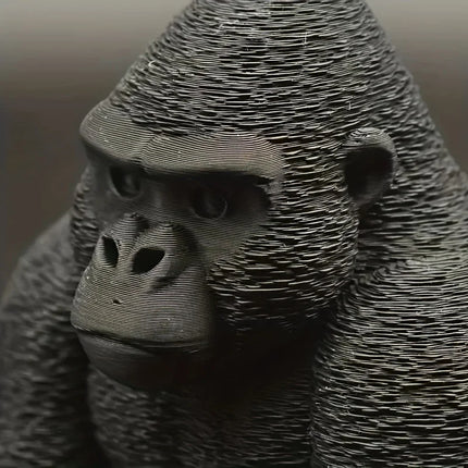 3D Printed Silver Backed Gorilla Statue, Realistic Chimpanzee Ornament, Used for Desktop, Office, and Holiday Home Decoration