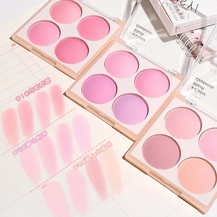 Smart 4-Color Matte Blush Palette – Natural Glow, Easy to Blend, Lightweight Cheek Color for Nude Makeup & Festival Looks