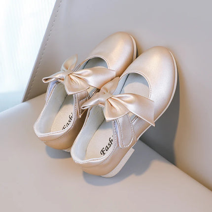 Girls Princess Shoes Shallow Bowknot Metallic Color Fashion Sweet Girl's Mary Janes Shoes Light Non-slip 26-36 Kids Ballet Flats