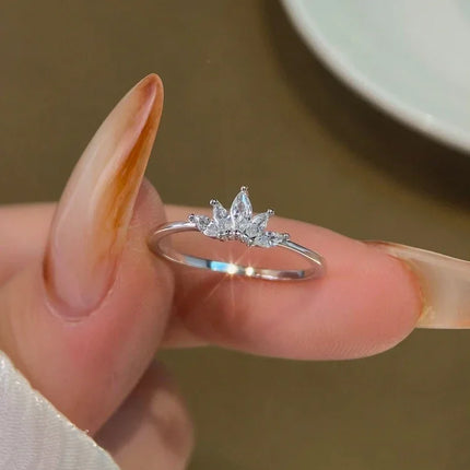 925 Sterling Silver Personalized Simplicity Crown Zircon Ring For Women Engagement Wedding Luxury High Quality Fine Jewelry