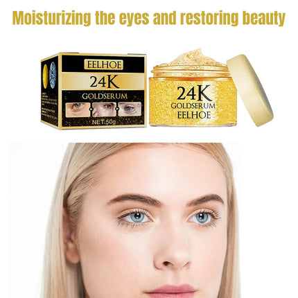 24K Gold Face Serum Fade Dark Circles Fine Line Anti Aging Cream Smoothing Nourishes Firming Lifting Brighten Skin Care Essence