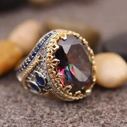 2024 New Creative Cat's Eye Alloy Casting Rings for Men Tiktok Europe and America Gothic Rock All-around Eyeball Simple Jewelry