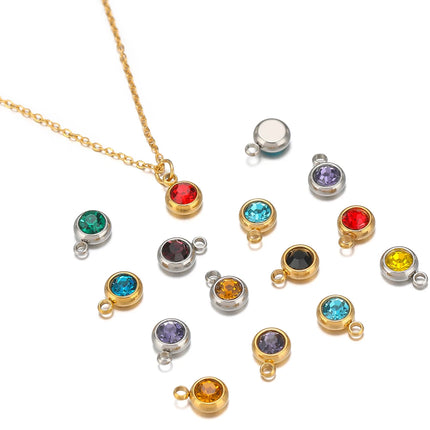 20pcs Stainless Steel 6mm Gold Rhinestone Beads Crystal Charms Zircon Pendants for DIY Necklace Bracelet Jewelry Making Findings
