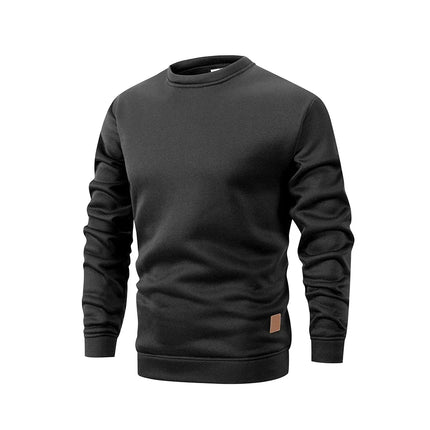Men's Warm Crew Neck Sweatshirt Fleece Lined Thermal Pullover Autumn Winter Fashion Casual Sweater Loose Knit Long Sleeve Hoodie
