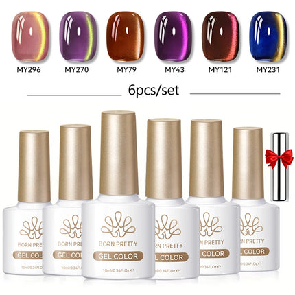 BORN PRETTY Cat Magnetic Moonlight Gel Nail Polish Set 10ml Sparking White Silver Water-light Soak Off UV Gel Nail Art Manicure