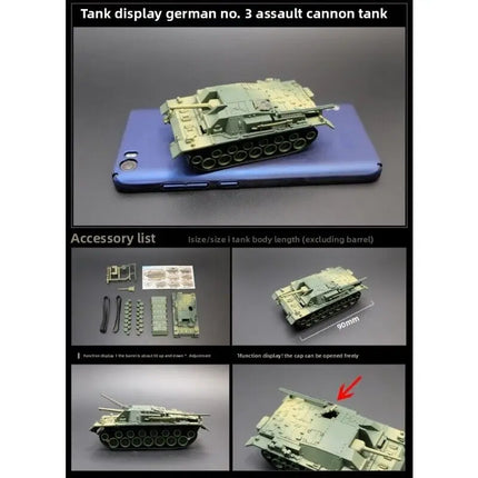 1/72 Scale Mini Plastic Assembled Tank Model Kit WWII Military Model Puzzles, M88A1G, M1A2, T55A, M4A3, M12, JSU152, M42, M1113A