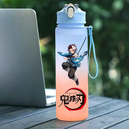 Demon Slayer  Straw Cup 750ML Children's Large Capacity Portable Kamado Nezuko Sports Plastic Bottle Anime Gradient Drinking