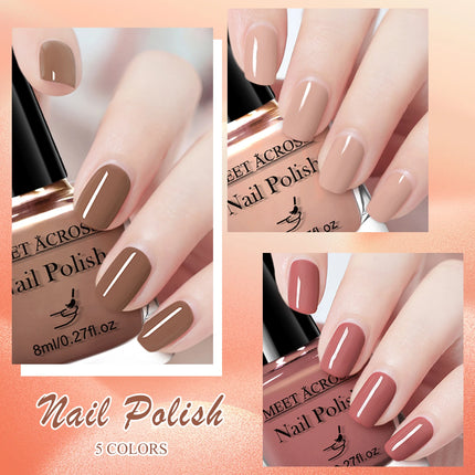 5pcs/set 8ml Water-Based Nail Polish Long Lasting Quick Drying No Need of Lamp to Cure Nail Supplies Vernis for Nails Manicure