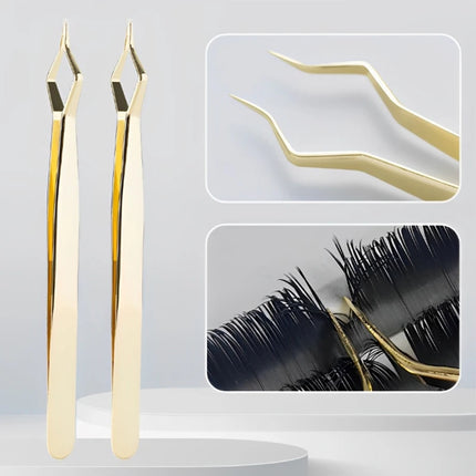 New Designed Isolation Lash Extension Tweezers High Precision Stainless Steel Curved Tip Tweezers Quick-Separator Makeup Tools