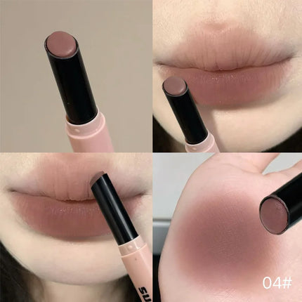 Rouge à Lèvres Violet Gris Fumé Fini Velours Mat Application Douce Mousse à Lèvres Teinte Lèvres Imperméable Brillante Effet Miroir Maquillage Non Décolorant