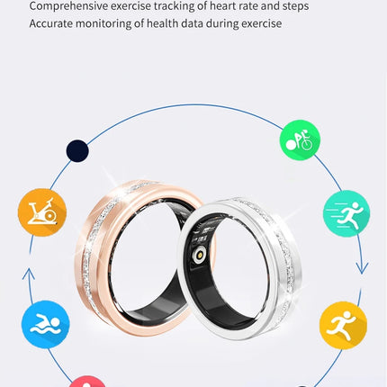 Smart Diamond Fitness Ring for Women Heart Rate & Sleep Monitor IP68 Waterproof Pedometer Health Tracker Fashionable Accessory
