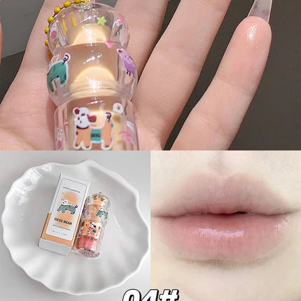 Gege Bear Fruit-Flavored Lip Balm Hydrating Cute Keychain Pendant Lipstick Long Lasting Moisturizing Reduce Lip Lines&Lip Base