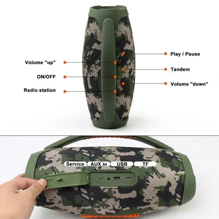 100W High-power Portable Bluetooth Speaker Outdoor Sports RGB/USB/TF Card Subwoofer 360 Surround Sound War Drum Speaker