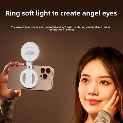 Folding magnetic mobile phone fill light, landscape and portrait shooting outdoor LED mini fill light, handheld light