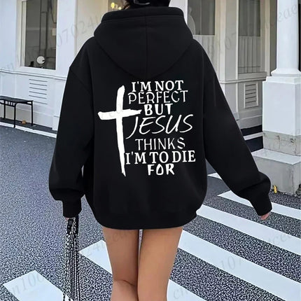 New Women Tracksuit Clothing Casual Sweatshirts Outdoors Sportswear I'm Not Perfect But Jesus Print Mens Women's Hooded Hoodies