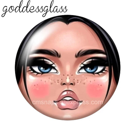 Matryoshka Doll Face Girl Sunglasses 12mm/18mm/20mm/25mm Round photo glass cabochon flat back Making findings Jewelry