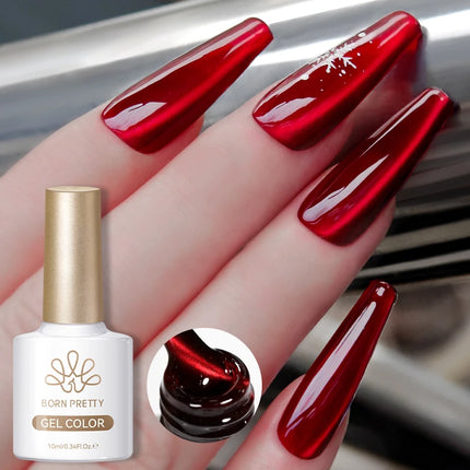 BORN PRETTY 1 Bottle Blazing Sky Cat Magnetic Gel Nail Polish Colored Metal Ruby Red Soak Off UV Crystal Varnish Nail Art 10ml