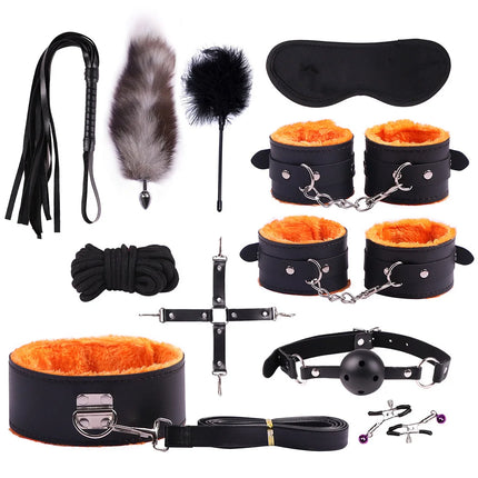 23PCS BDSM Bondage Set Handcuffs Ball Gag Whip Anal Plug Vibrator Egg Sex Toy for Women Men Couples Fetish Slave Role Play Kit