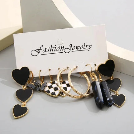 Green Butterfly Heart Dangle Earring Set for Girls Acrylic Gold Color Pearl Set Ear Rings 2023 New Fashion Jewelry Gifts